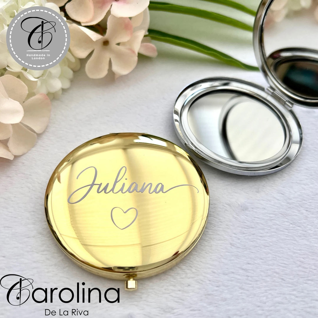 Personalised Gold/Silver Compact Mirror | Personalised Bridesmaid Gift