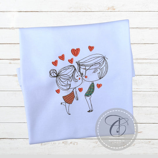 Girls Valentines' T-Shirt Hearts Personalised Embroidered.