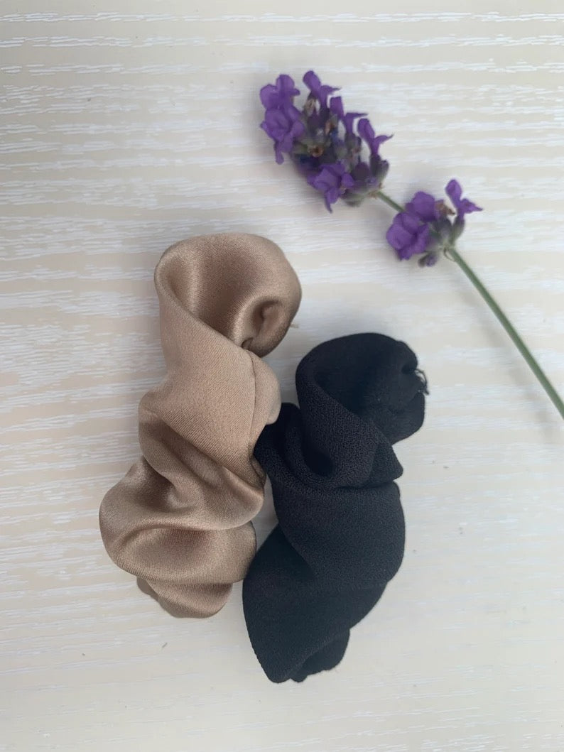 Scrunchie French Barrettes - Hair Clips made with Repurposed Mulberry Silk